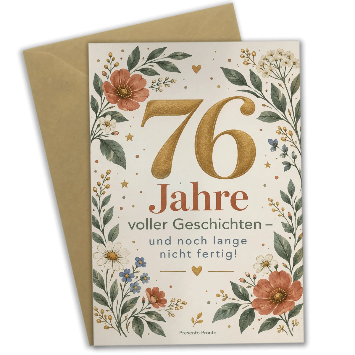 Elegante Geburtstagskarte zum 76. Geburtstag mit Wildblumen