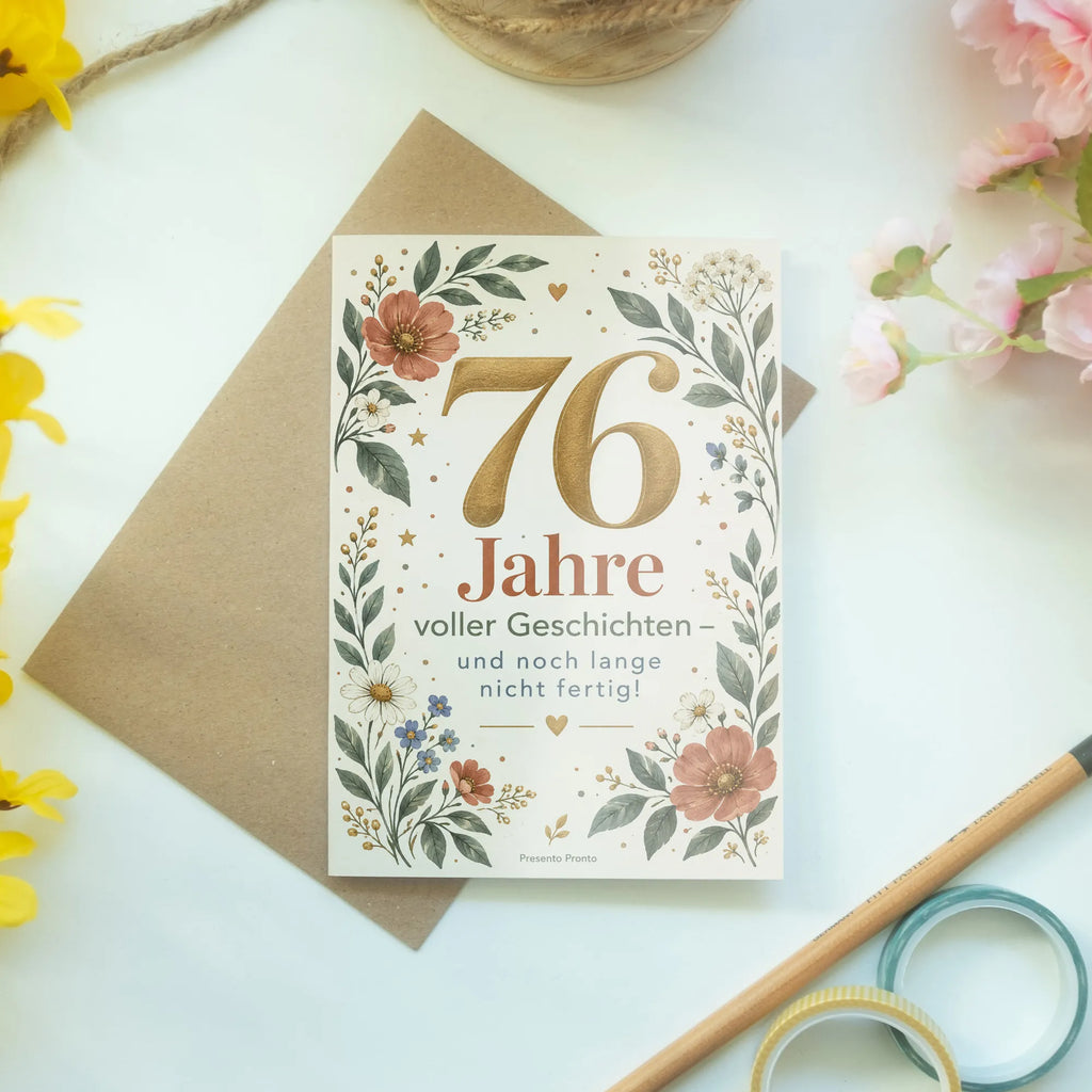 Elegante Geburtstagskarte zum 76. Geburtstag mit Wildblumen|p:2021198|h:462ec9bc65bb701678216bb615eb262b