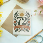 Lustige Geburtstagskarte zum 72. Geburtstag mit Zahl 72 und Blättern|p:2021199|h:27e2724dacef12768f5ad93464fe4efb