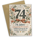 Lustige Geburtstagskarte zum 74. Geburtstag mit Zahl 74