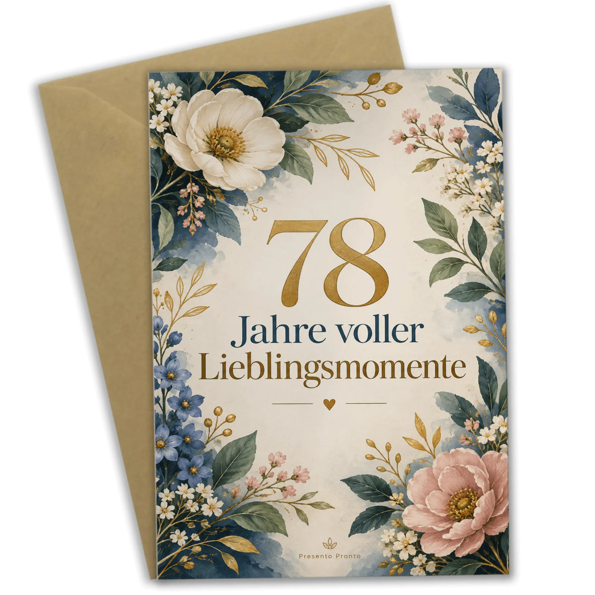 Elegante Geburtstagskarte zum 78. Geburtstag mit Blumen