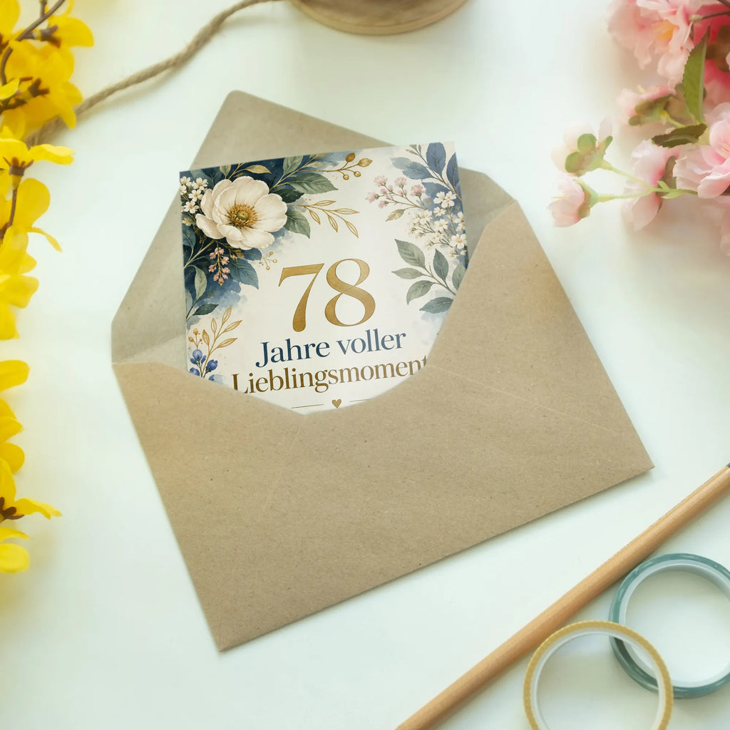 Elegante Geburtstagskarte zum 78. Geburtstag mit Blumen|p:2021201|h:3e1d2c8b78bb955b1c49f5755d98ac1a