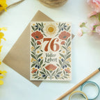 Elegante Geburtstagskarte zum 76. Geburtstag mit Blumen|p:2021202|h:36f5a47721ba7554d7671936ffe034e5