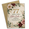Elegante Geburtstagskarte zum 77. Geburtstag mit Blumen