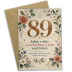 Elegante Geburtstagskarte zum 89. Geburtstag mit Zahl 89 und Blumen|p:2021206|h:867e1952afc1ae8de53d3461d14e4f89
