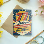Lustige Karte zum 77. Geburtstag mit großer Zahl 77|p:2021207|h:d82e5e12df7dab46227991dc9f6a6871
