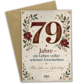 Würdevolle Geburtstagskarte zum 79. Geburtstag mit goldener Zahl 79