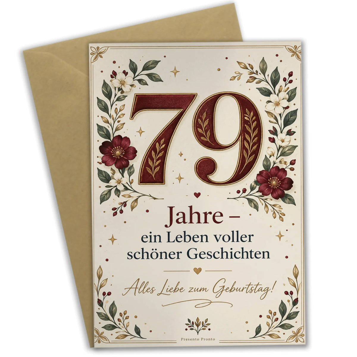 Würdevolle Geburtstagskarte zum 79. Geburtstag mit goldener Zahl 79