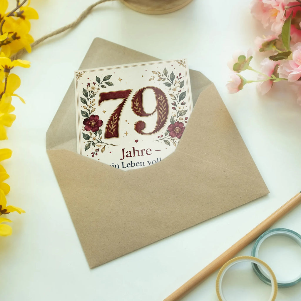 Würdevolle Geburtstagskarte zum 79. Geburtstag mit goldener Zahl 79|p:2021208|h:a34f8e68a05b7b72611384951a5540cf