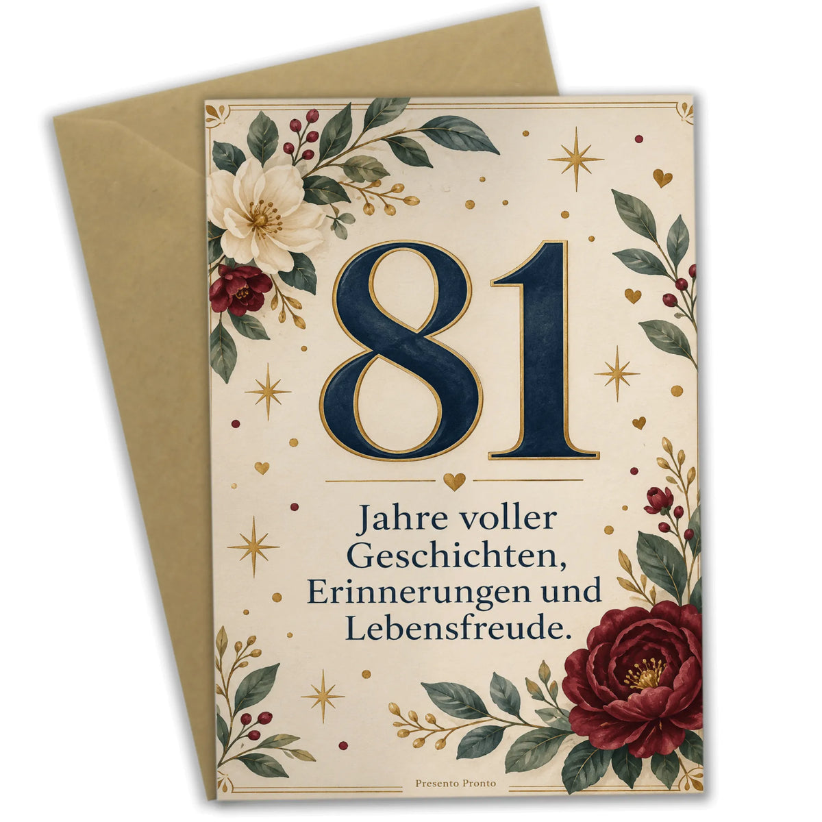 Elegante Geburtstagskarte zum 81. Geburtstag mit großer Zahl 81