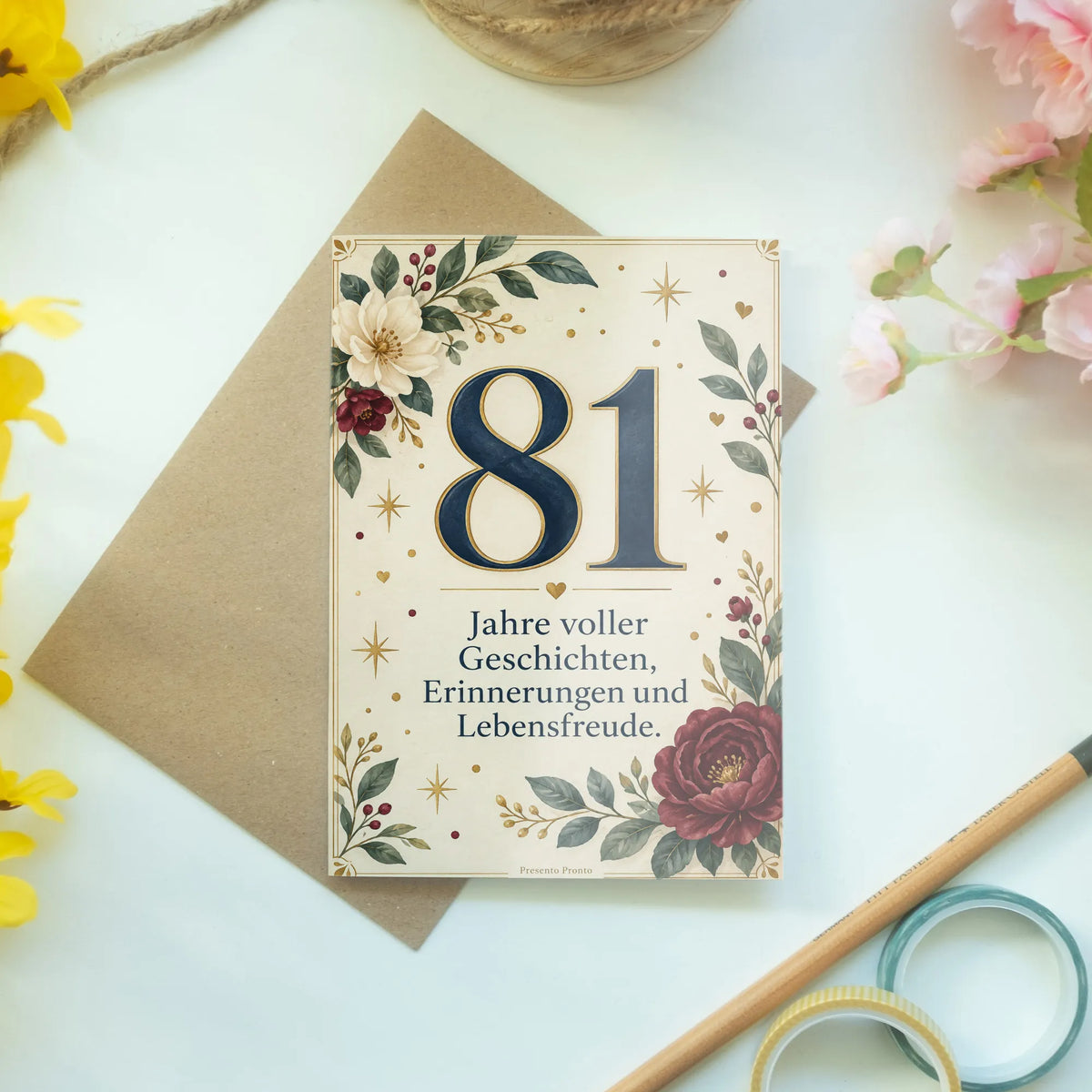 Elegante Geburtstagskarte zum 81. Geburtstag mit großer Zahl 81