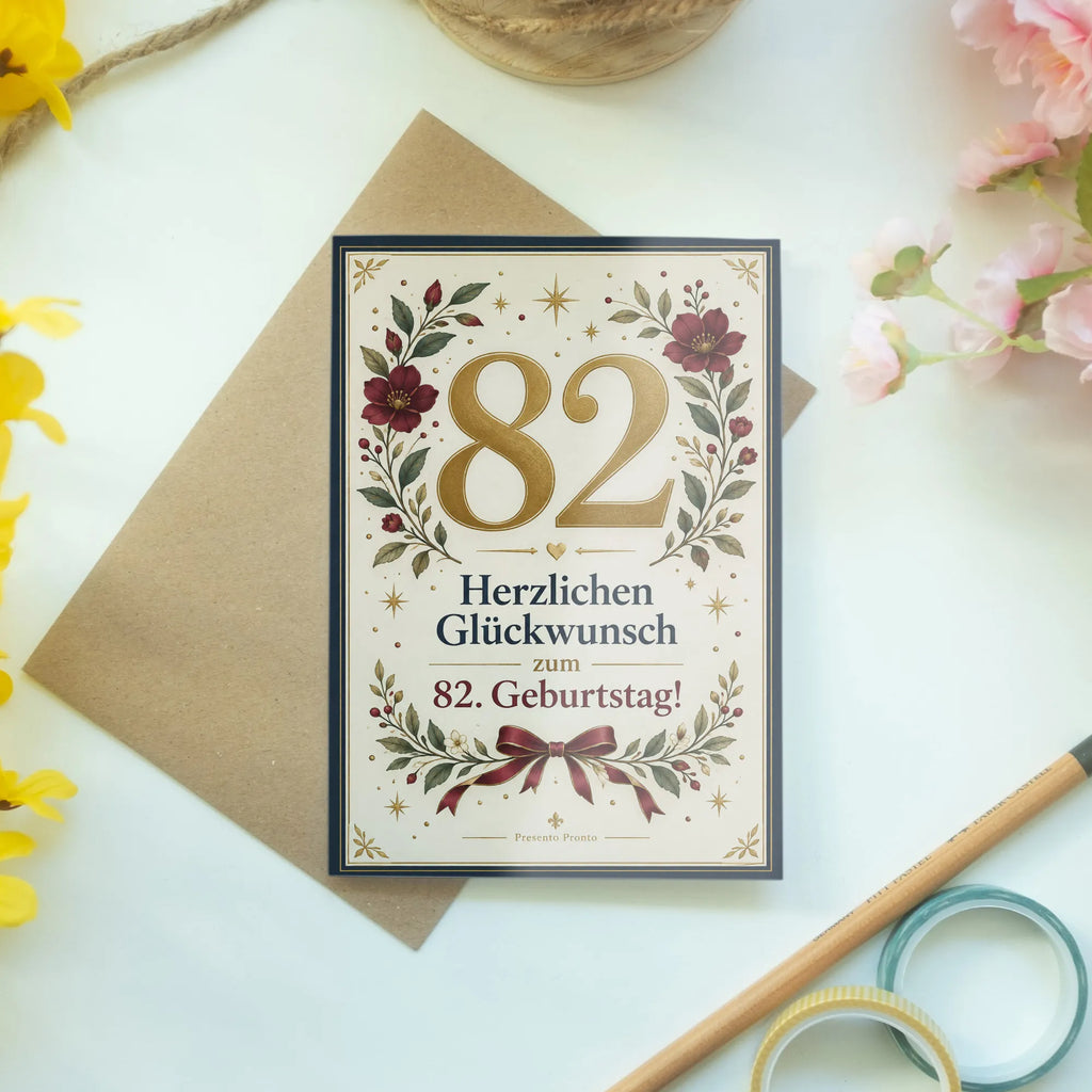 Elegante Geburtstagskarte zum 82. Geburtstag mit großer Zahl|p:2021213|h:a6c893163a9c1c496f1d555cb92416bb
