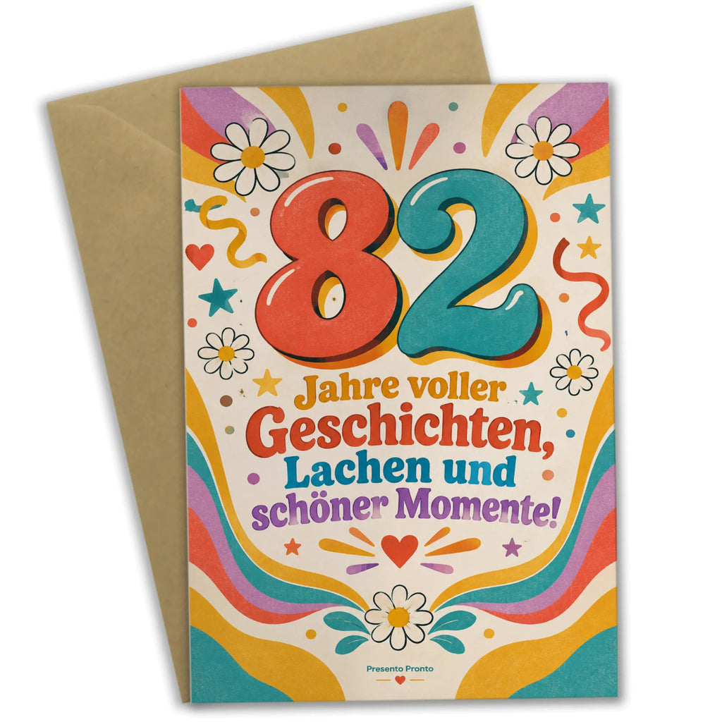 Fröhliche Geburtstagskarte zum 82. Geburtstag mit Gänseblümchen|p:2021214|h:396427a2fc8565aee417bda32cdd6f2a