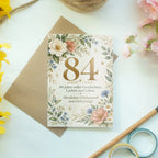 Elegante Geburtstagskarte zum 84. Geburtstag mit Wildblumen|p:2021215|h:9c3c1dd569056bc57b24294cc51443e2