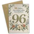 Würdevolle Geburtstagskarte zum 96. Geburtstag mit Blumen