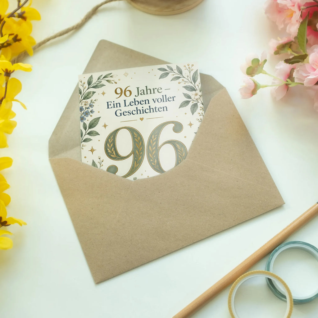 Würdevolle Geburtstagskarte zum 96. Geburtstag mit Blumen|p:2021218|h:97bc1b7cb7b98b36db430bb524a90aa9