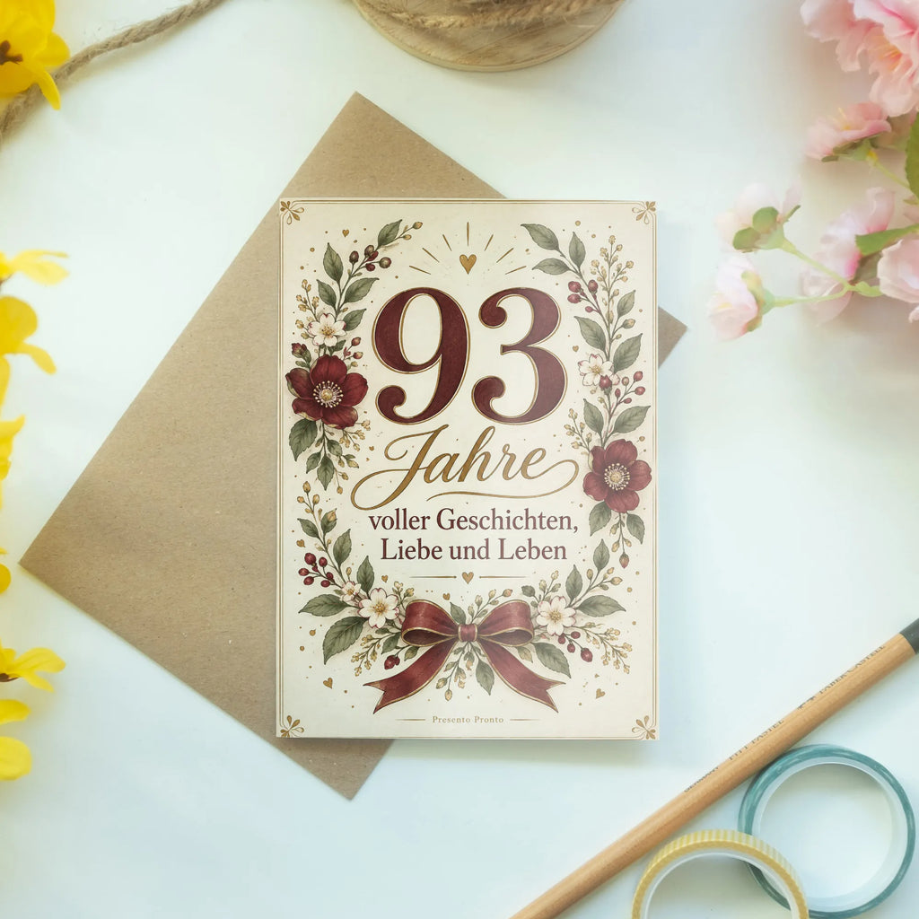 Würdige Geburtstagskarte zum 93. Geburtstag mit Zahl 93|p:2021219|h:b93adb8951a0c16e2e0861d6637c0b9a