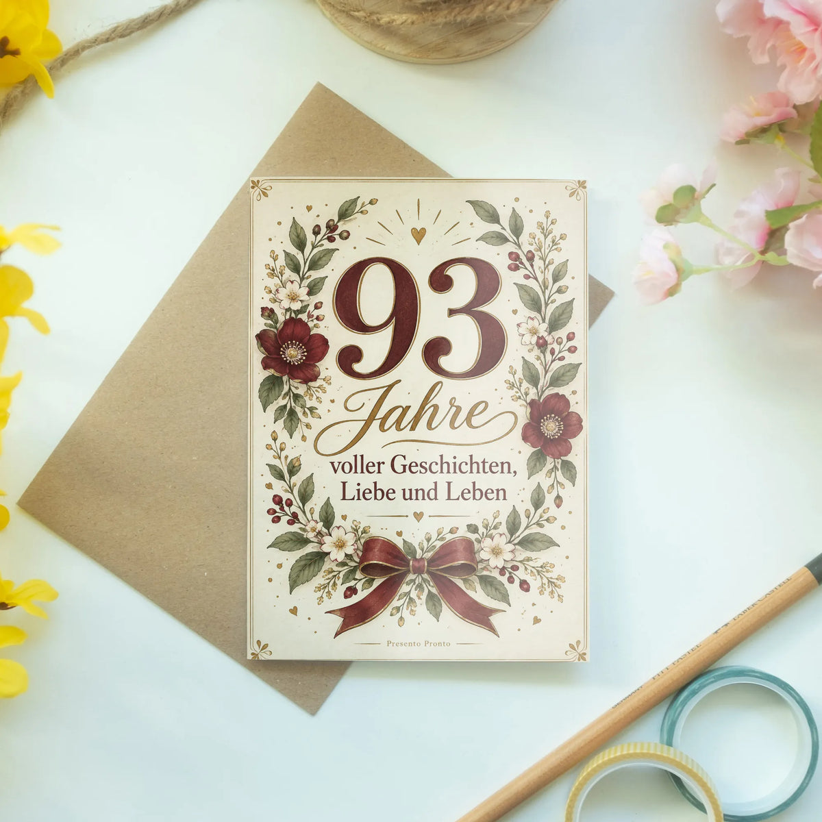 Würdige Geburtstagskarte zum 93. Geburtstag mit Zahl 93