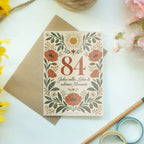 Elegante Geburtstagskarte zum 84. Geburtstag mit Blumen|p:2021221|h:20aaa39ba3a48c1f1877e0343b2035bb