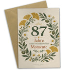Elegante Geburtstagskarte zum 87. Geburtstag mit Ginkgokranz|p:2021225|h:fe4c905535bddb366bd75ecbbab4304c