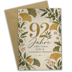 Elegante Karte zum 92. Geburtstag mit Ginkgoblatt|p:2021229|h:4a5f73b27ef587535abd0ebb77b22e2a
