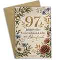 Elegante Geburtstagskarte zum 97. Geburtstag mit goldener Zahl