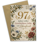 Elegante Geburtstagskarte zum 97. Geburtstag mit goldener Zahl|p:2021230|h:d96a7e39829adcf6f4e62b0de90ea12f