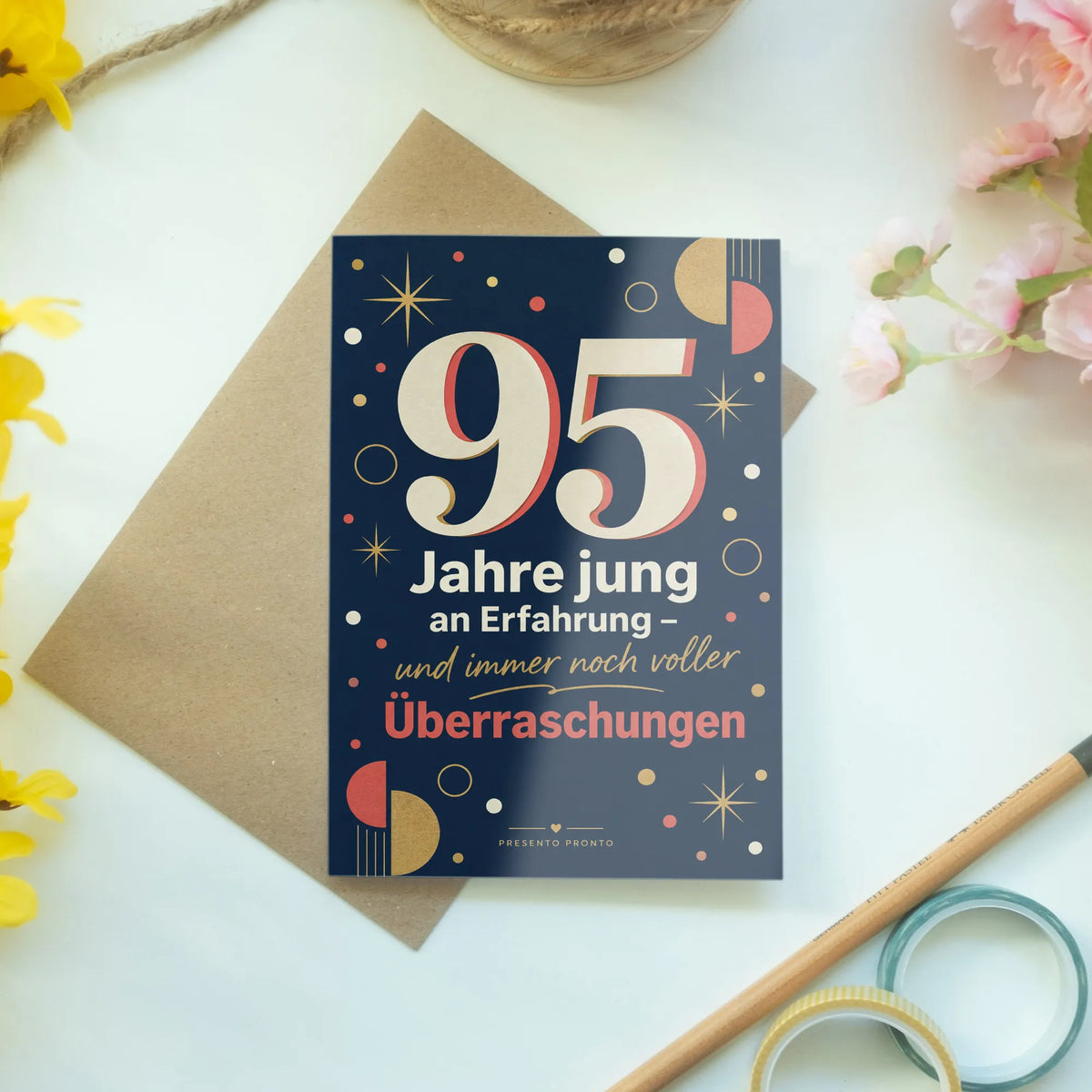 Lustige Karte zum 95. Geburtstag mit großer Zahl 95