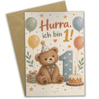 Süße Geburtstagskarte zum 1. Geburtstag mit Bär|p:2021233|h:4126129f97c150a53ba9cfdccc6cfa17