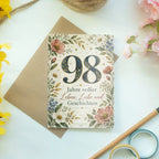 Elegante Karte zum 98. Geburtstag mit Wiesenblumen|p:2021235|h:63c13dea56e901976e726a5d19775ce6