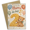 Fröhliche Geburtstagskarte zum 2. Geburtstag mit Teddybär