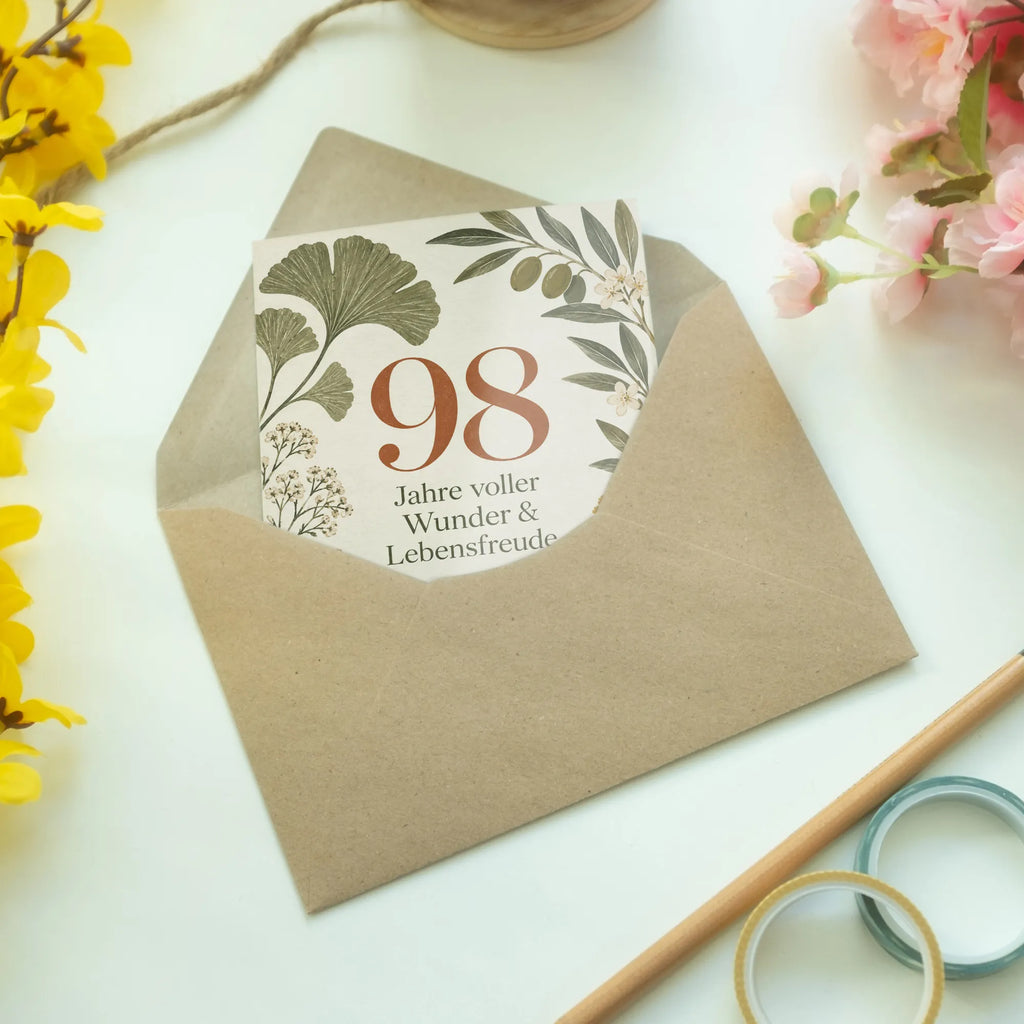 Würdevolle Geburtstagskarte zum 98. Geburtstag mit Ginkgo|p:2021237|h:c034e245a5dec1fcfc0c937483c1938a
