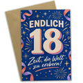 Coole Geburtstagskarte zum 18. Geburtstag mit Konfetti und Feuerwerk