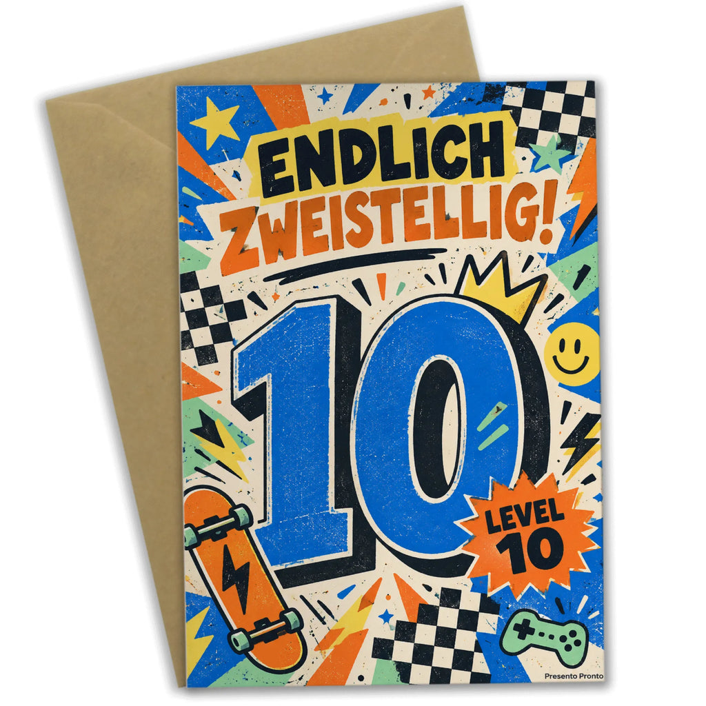 Coole Geburtstagskarte zum 10. Geburtstag Level 10|p:2021251|h:2b0bc27d6b36c8a32d43fde38218158d