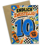 Coole Geburtstagskarte zum 10. Geburtstag Level 10|p:2021251|h:2b0bc27d6b36c8a32d43fde38218158d