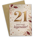 Elegante Geburtstagskarte zum 21. Geburtstag mit goldener 21