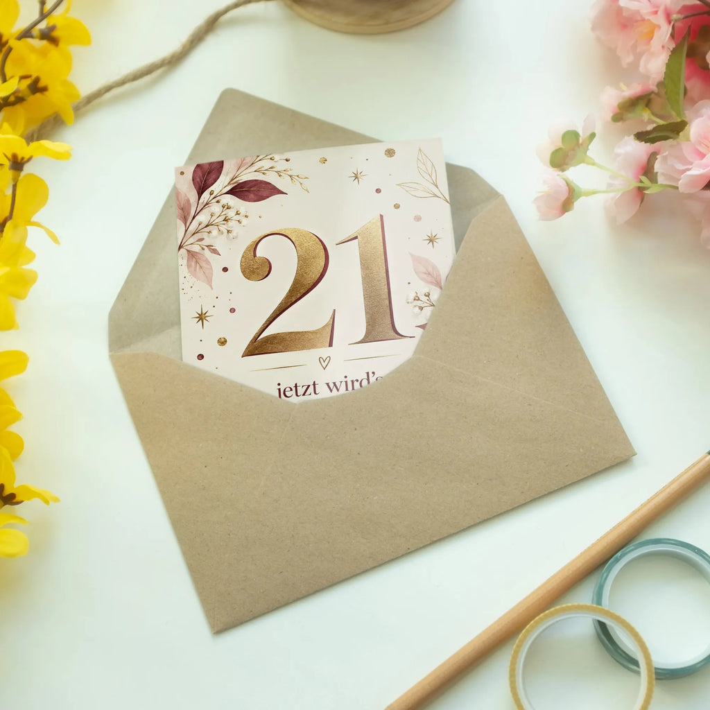 Elegante Geburtstagskarte zum 21. Geburtstag mit goldener 21|p:2021252|h:96a1e4ef738bed06725a136c827ba44d