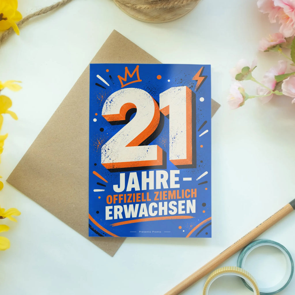 Coole Geburtstagskarte zum 21. Geburtstag mit großer Zahl 21|p:2021253|h:4a4a5c0e6317323dee1005448df9676e