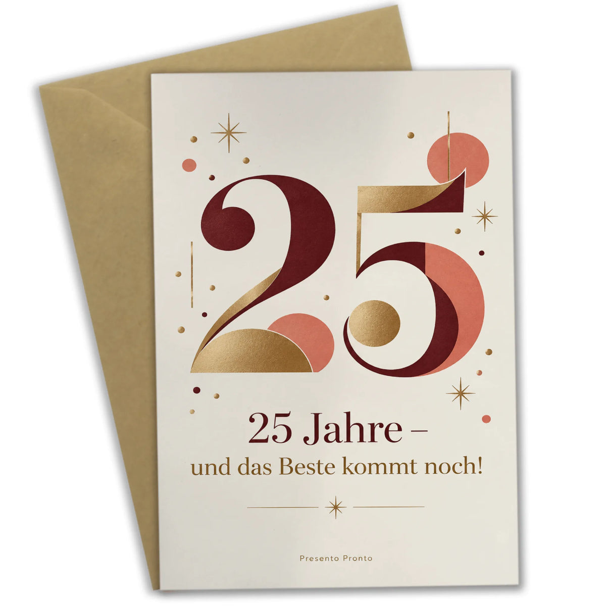 Elegante Geburtstagskarte zum 25. Geburtstag mit Zahl 25