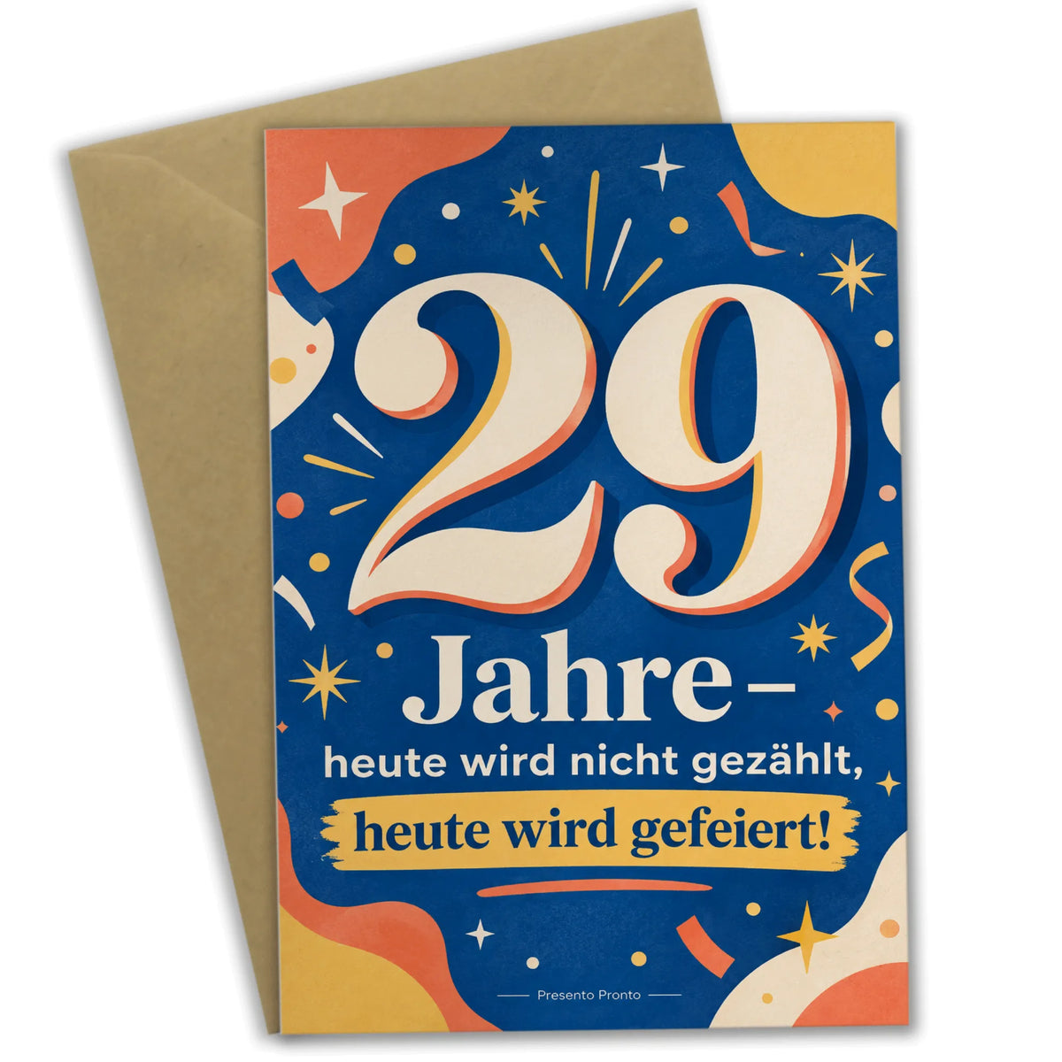 Fröhliche Geburtstagskarte zum 29. Geburtstag mit Zahl 29