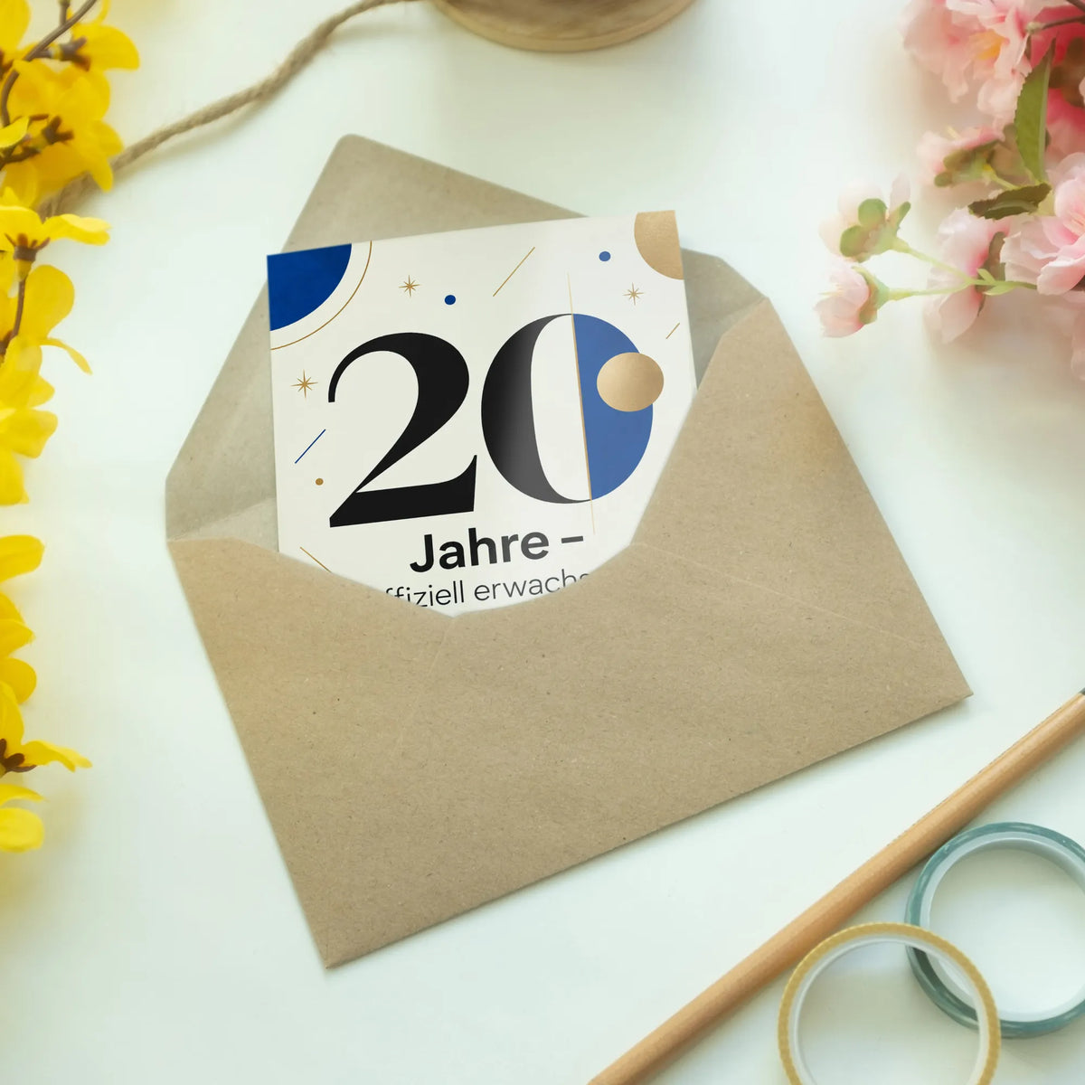 Lustige Geburtstagskarte zum 20. Geburtstag mit Zahl 20