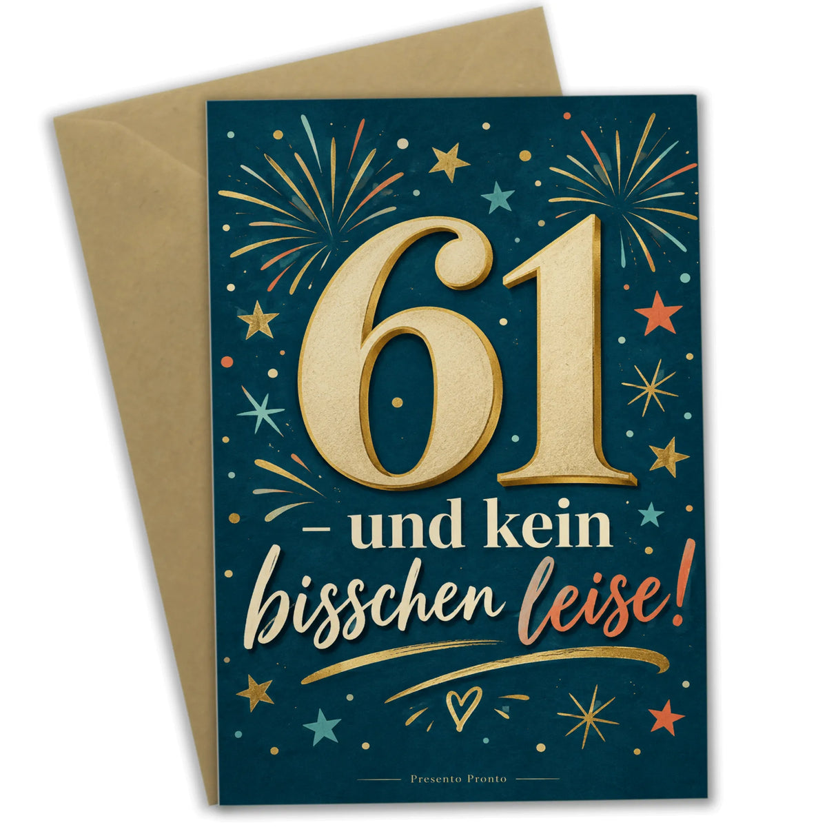 Lustige Geburtstagskarte zum 61. Geburtstag mit goldener Zahl 61