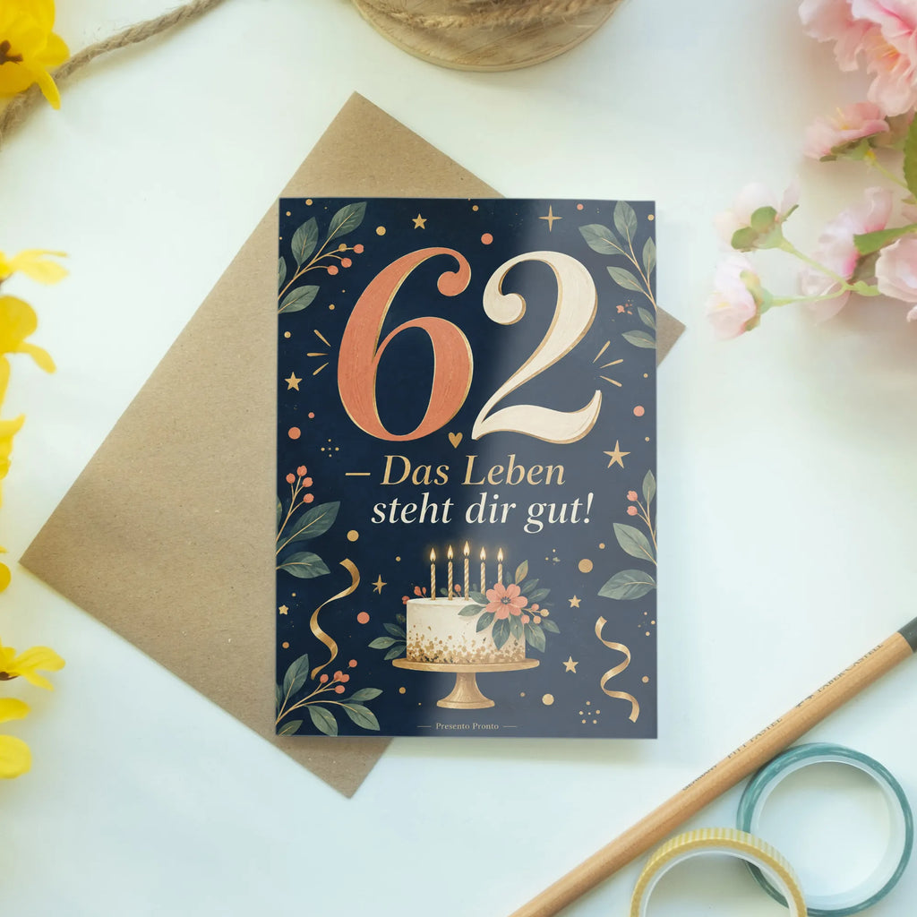 Elegante Geburtstagskarte zum 62. Geburtstag mit Zahl 62|p:2021262|h:60a748ead113b17f2b5f28c55d085232