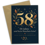 Lustige Geburtstagskarte zum 58. Geburtstag mit goldener Zahl 58|p:2021263|h:f6cb912579ef793e682db65ea9e62879