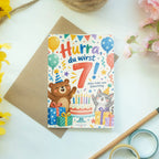 Fröhliche Geburtstagskarte zum 7. Geburtstag mit Luftballons|p:2021273|h:db4f2fb8346532099a8a0a8a8dc71409