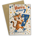 Fröhliche Geburtstagskarte zum 7. Geburtstag mit Tiger
