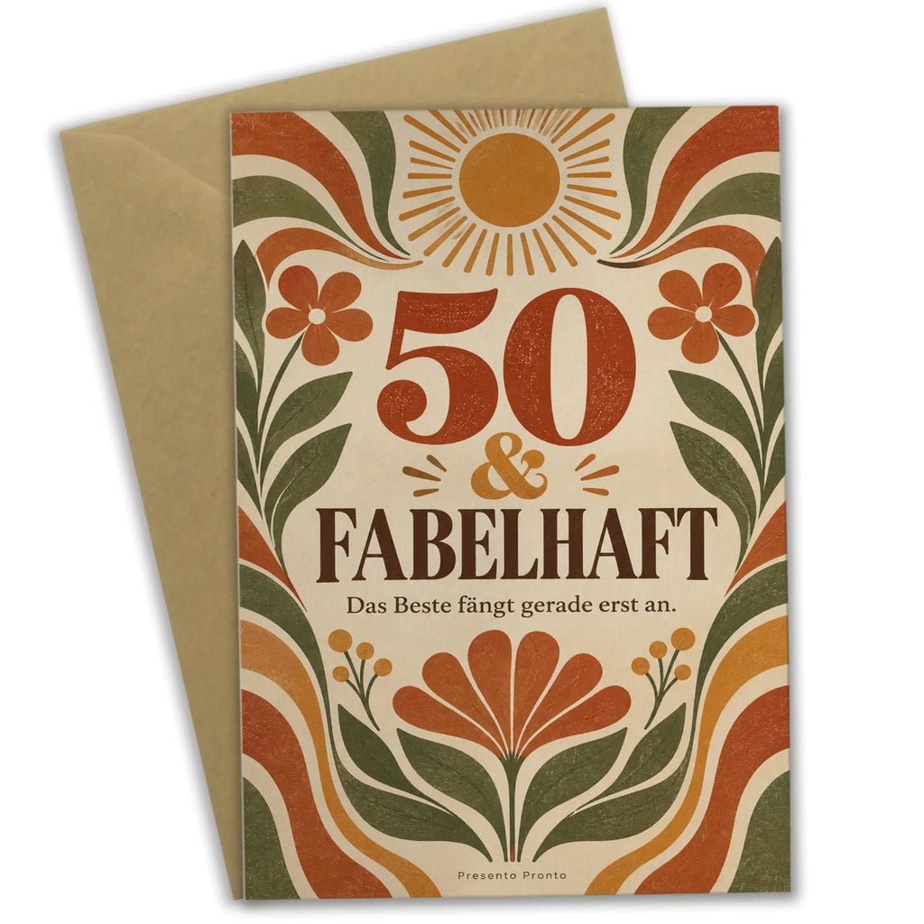Festliche Geburtstagskarte zum 50. Geburtstag mit Retrosonne|p:2021284|h:7b11f20f778fb2f014731df720177bd1