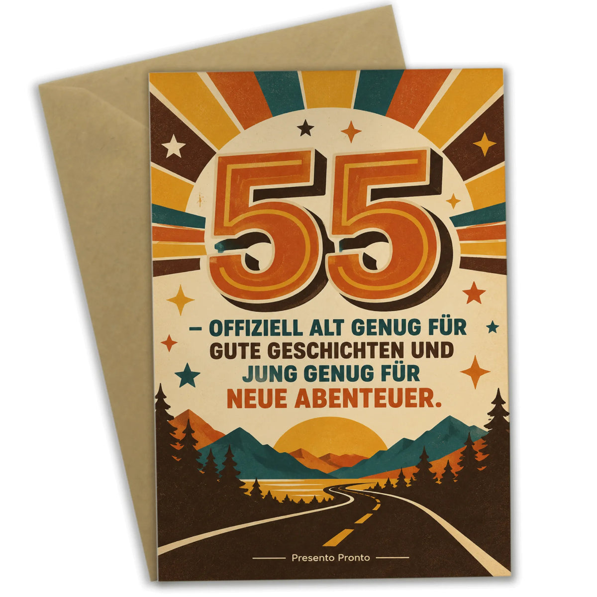 Lustige Geburtstagskarte zum 55. Geburtstag mit Retro Zahl 55