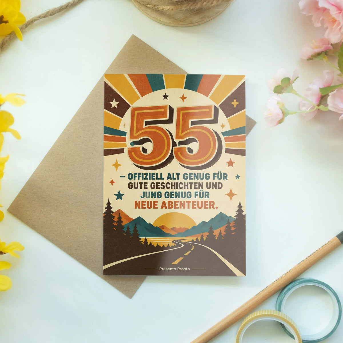 Lustige Geburtstagskarte zum 55. Geburtstag mit Retro Zahl 55