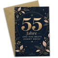 Elegante Geburtstagskarte zum 55. Geburtstag mit goldener Zahl 55